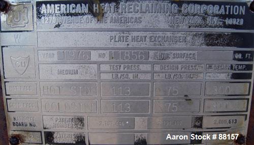 Used American Heat Reclaim Plate Heat Exchanger. Approximately 100 square feet