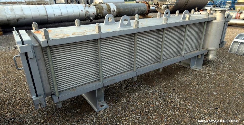 Used Barriquand Echangeurs Platular Welded Plate Heat Exchanger, 862.81 Square Feet, Model DIXASP 13+12-12X2X3500X520, 316L Stainless Steel, Horizontal. Channel A & B each rated 150 psi at -20 to 300...