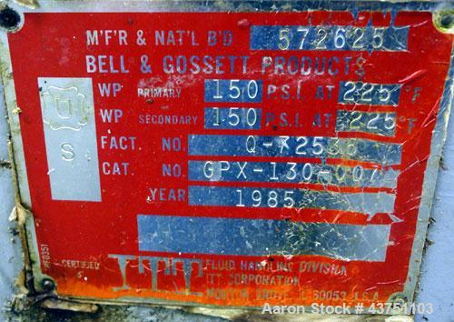 Used- Bell & Gossett Plate Exchanger, 9.10 Square Feet, Model GPX-130-007.  (7) 304 Stainless steel plates.  Designed 150 ps...