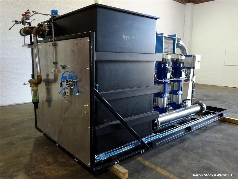 Used Custom Heating-Cooling System Skid, Consisting of: (1) Funke plate heat exchanger, model FP 50-163-1-NH-0-10.0 bar. Approximate 850 square feet, rated 10 bar (145 psi) at 60 degrees C. (140 F). ...