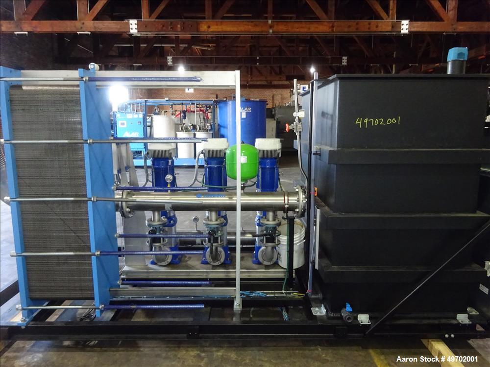 Used Custom Heating-Cooling System Skid, Consisting of: (1) Funke plate heat exchanger, model FP 50-163-1-NH-0-10.0 bar. Approximate 850 square feet, rated 10 bar (145 psi) at 60 degrees C. (140 F). ...