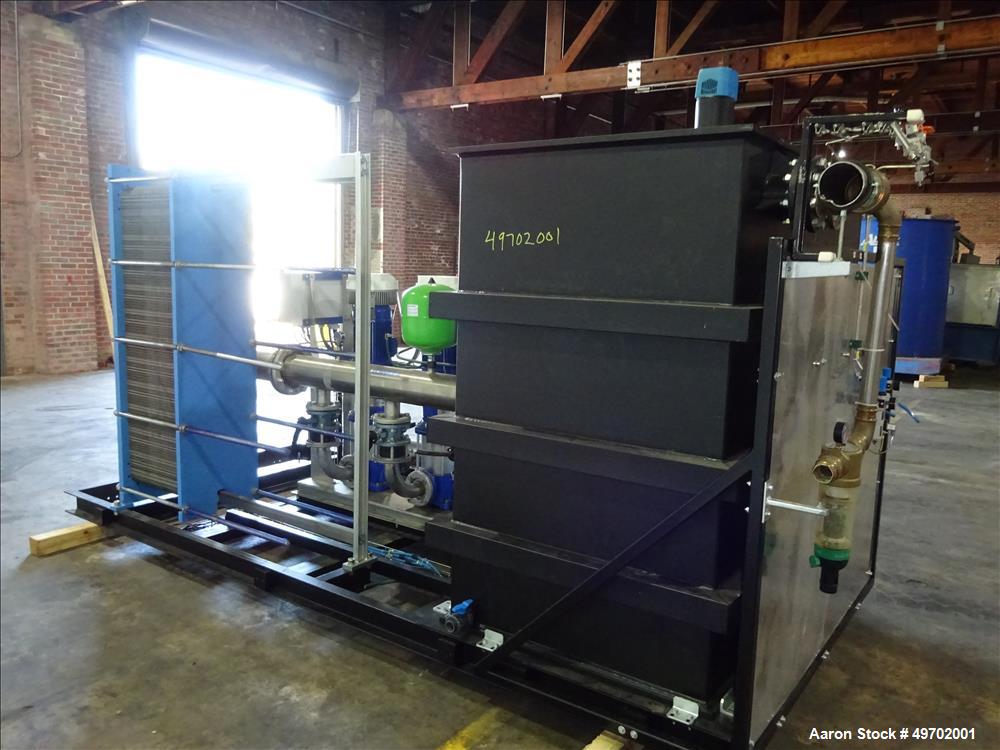 Used Custom Heating-Cooling System Skid, Consisting of: (1) Funke plate heat exchanger, model FP 50-163-1-NH-0-10.0 bar. Approximate 850 square feet, rated 10 bar (145 psi) at 60 degrees C. (140 F). ...