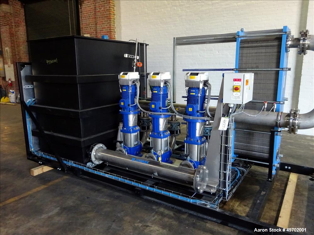 Used- Custom Heating-Cooling System Skid, Consisting of: (1) Funke plate heat exchanger, model FP 50-163-1-NH-0-10.0 bar. Ap...