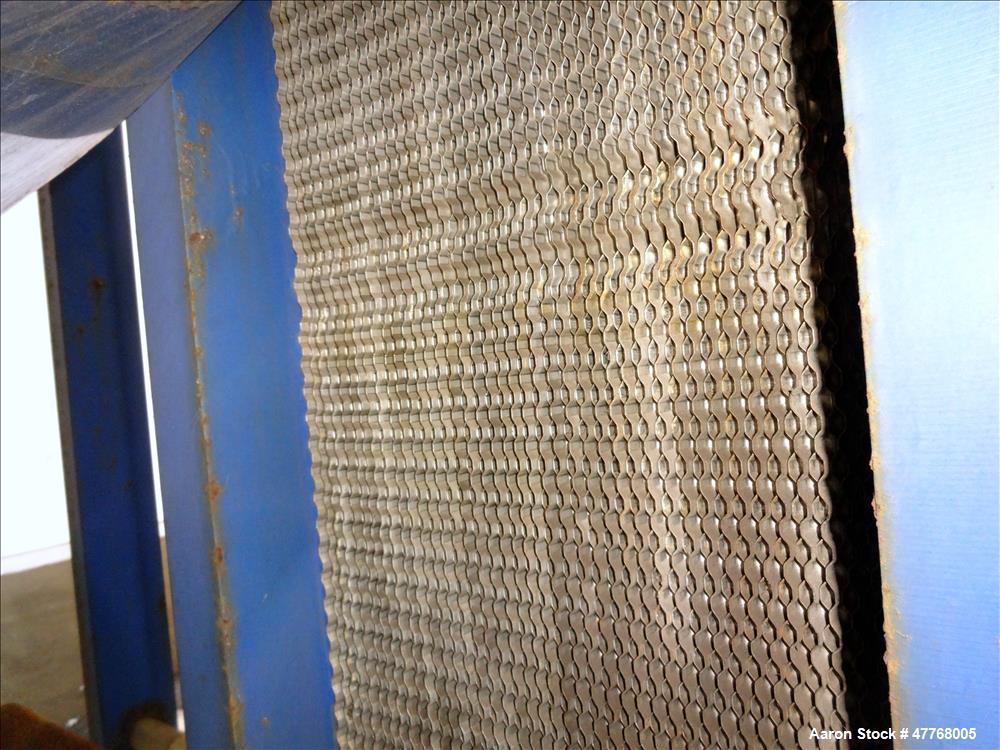 Used Mueller Accu-Therm Plate Heat Exchanger, Approximate 700 Square Feet Surface Area, Model AT80-LB-20. Approximate (82) 316 stainless steel plates rated 80psi at -20 to 300 degrees F. (4) 6-3/4" I...