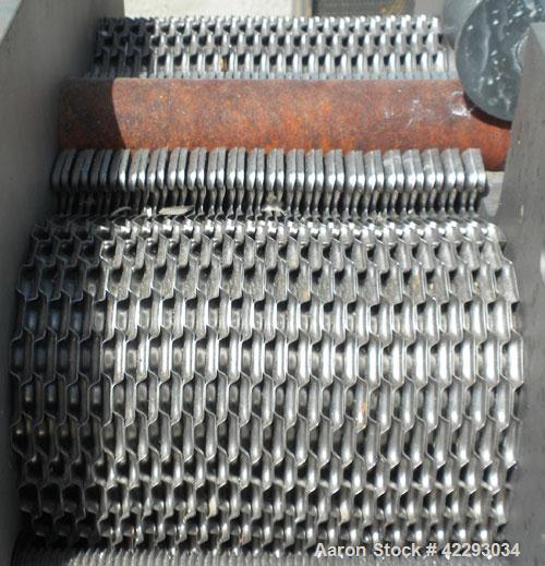 Used Mueller Plate Heat Exchanger, 117.5 Square Feet, Model AT20-SSF-10. (44) 316 Stainless steel plates. Designed for 104 psi at 250 degrees F. 2" sanitary hot inlet/outlet, 2-1/2" cold inlet/outlet...