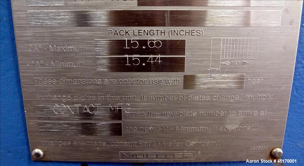 Used Mueller Accu-Therm Plate Heat Exchanger, 486.2 Square Feet, Model AT40-F-2