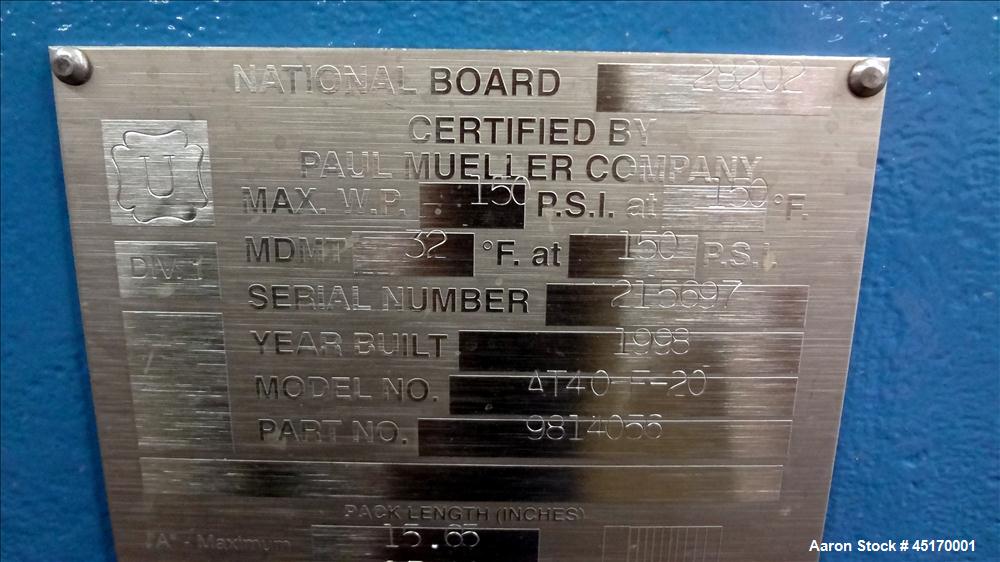 Used Mueller Accu-Therm Plate Heat Exchanger, 486.2 Square Feet, Model AT40-F-2