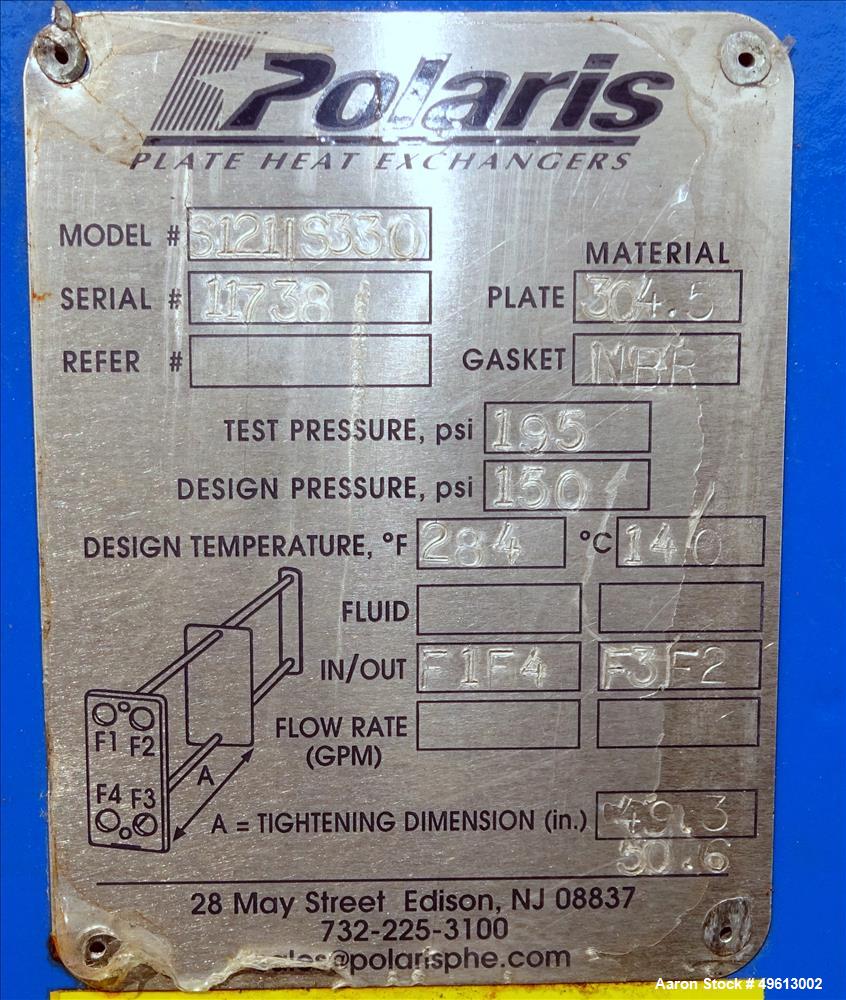 Used- Polaris Plate Heat Exchanger, Stainless Steel