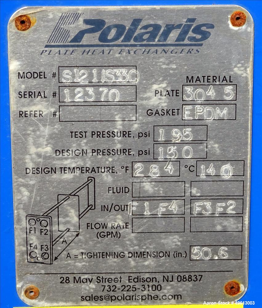 Used- Polaris Plate Heat Exchanger, 304 Stainless Steel.