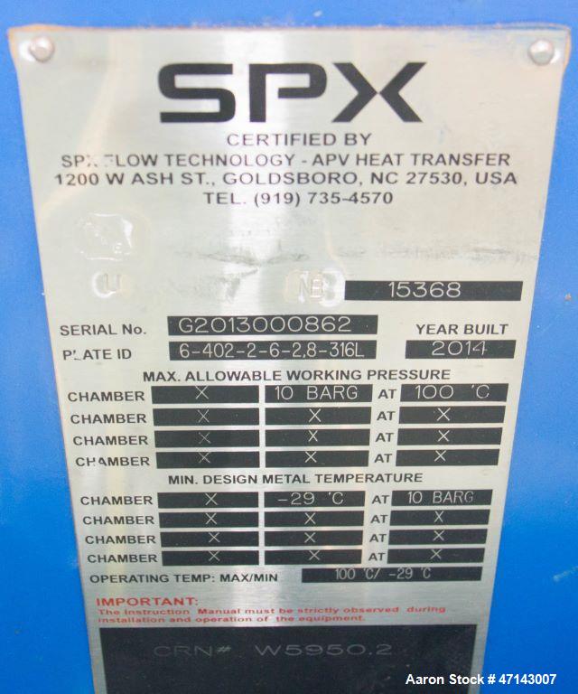 Unused - 414 Sq ft SPX APV Cooler Lube Oil Heat Exchanger