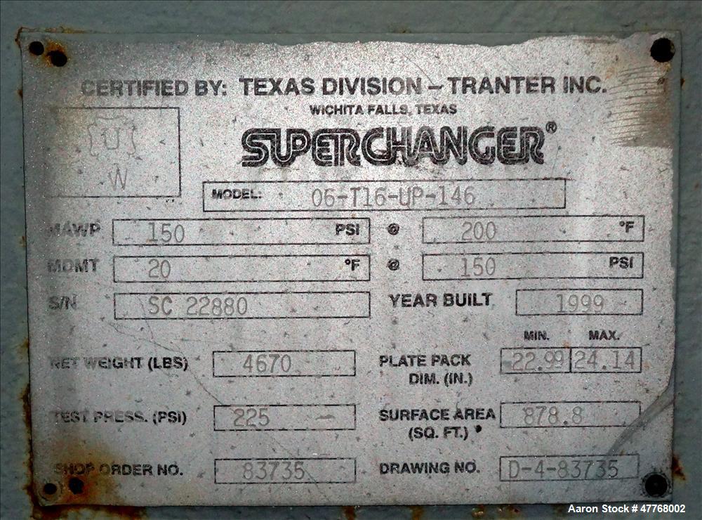 Tranter Superchanger Plate Heat Exchanger