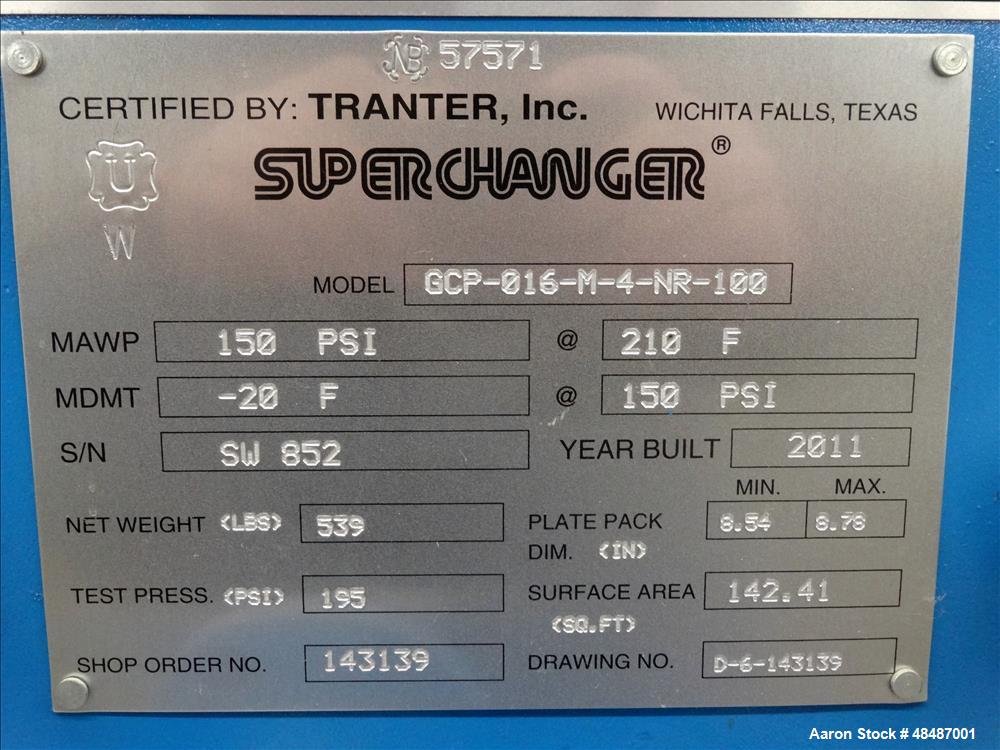 Used- Tranter Super Changer Plate Heat Exchanger, 142.41 Square Feet,  Model GCP