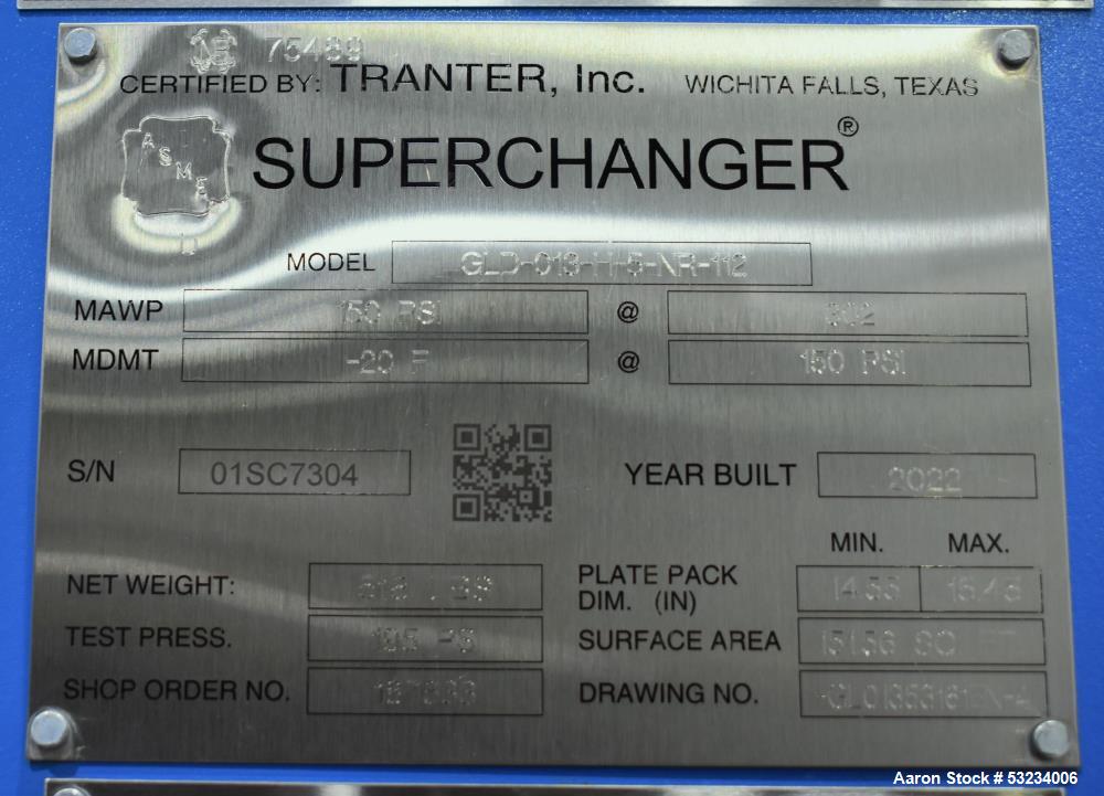 Tranter GLD Super Charger Plate Heat Exchanger