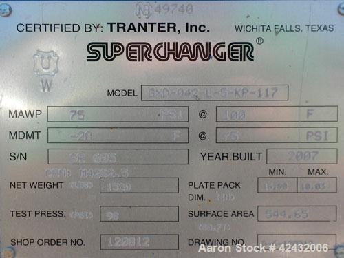 Used Tranter Plate Heat Exchanger, 544.65 Square Feet, Model GXD-042-L-5-KP-117