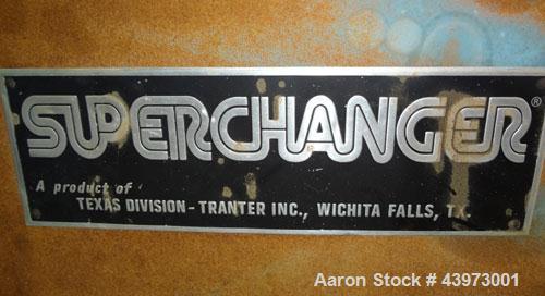Used Tranter Superchanger Plate Heat Exchanger, Model S-3-HP-76.  250.1 Square feet.  (76) 304 Stainless steel plates. Rated  100 psi at 200 degrees F.  (2) 2-1/2", (2) 4-1/2" inlets/outlets.  Mounte...