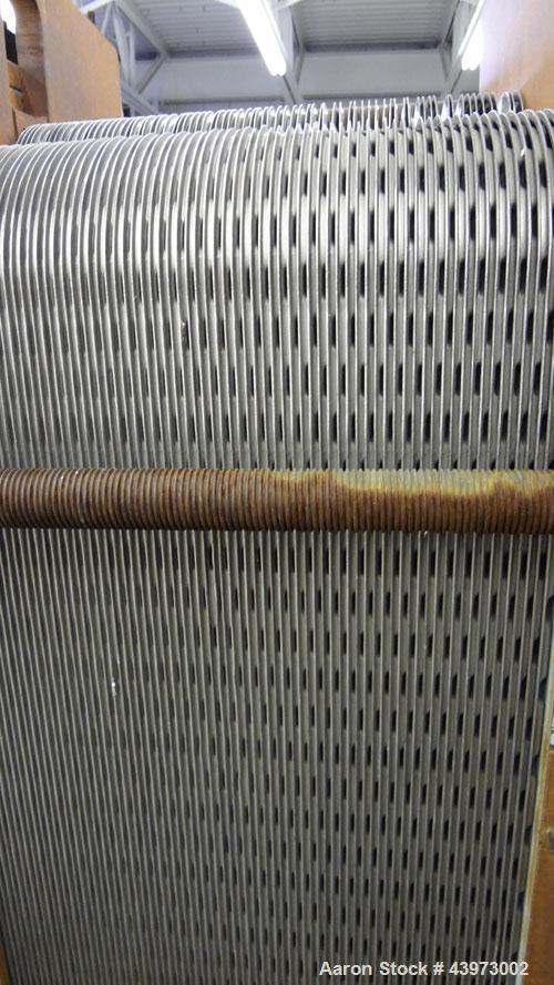 Used Tranter Superchanger Plate Heat Exchanger, Model S-3-HP-76.  250.1 Square feet.  (76) 304 Stainless steel plates.  Rated  100 psi at 200 degrees F.  (2) 2-1/2", (2) 4-1/2" inlets/outlets. Mounte...
