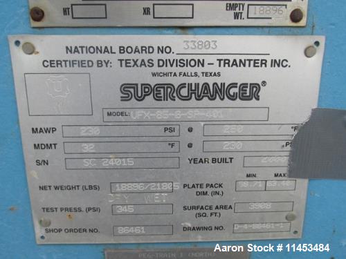 Used-3,908 sq ft Tranter Superchanger Plate Heat Exchanger