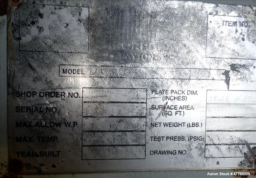 Used Tranter Superchanger Plate Heat Exchanger – 3,421.8 Sq. Ft., 316 Stainless Steel, 125 PSI