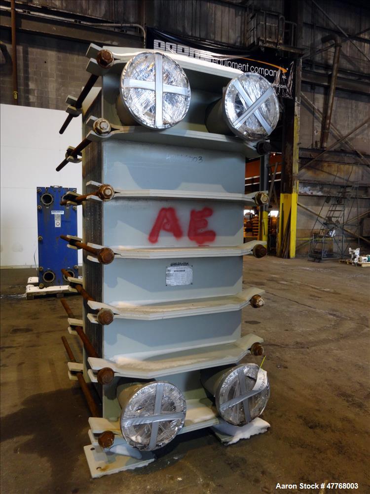 Used Tranter Superchanger Plate Heat Exchanger, Approximate 3421.8 Square Feet Surface Area, Model UX-896-UP-189. Approximate (139) 40" wide x 92" tall 316 stainless steel plates rated 125 psi at 38 ...