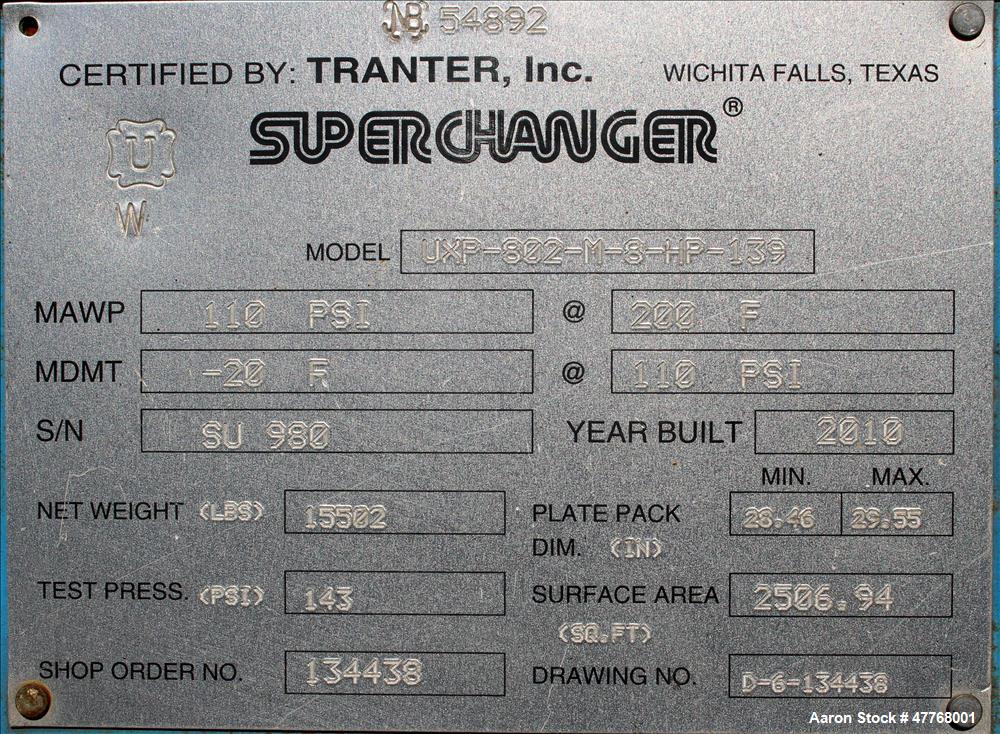 Used- Tranter UXP Series Superchanger Plate Heat Exchanger
