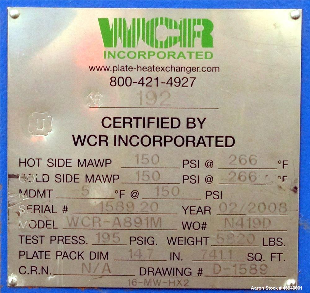 Unused- WCR Incorporated Plate Heat Exchanger