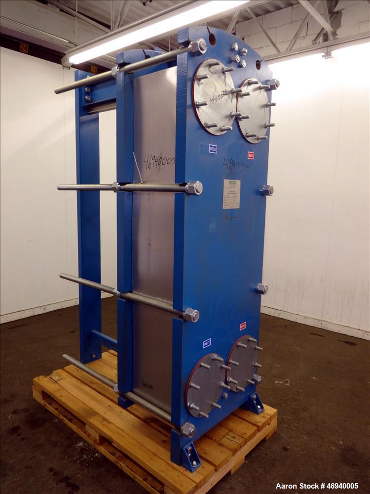 Unused- WCR Incorporated Plate Heat Exchanger, Model WCR-A891M, 741.1 Square Feet, 316 Stainless Steel, Vertical. (42) Approximate 15" wide x 67" long plates rated hot/cold sides 150 psi at -50 to 26...