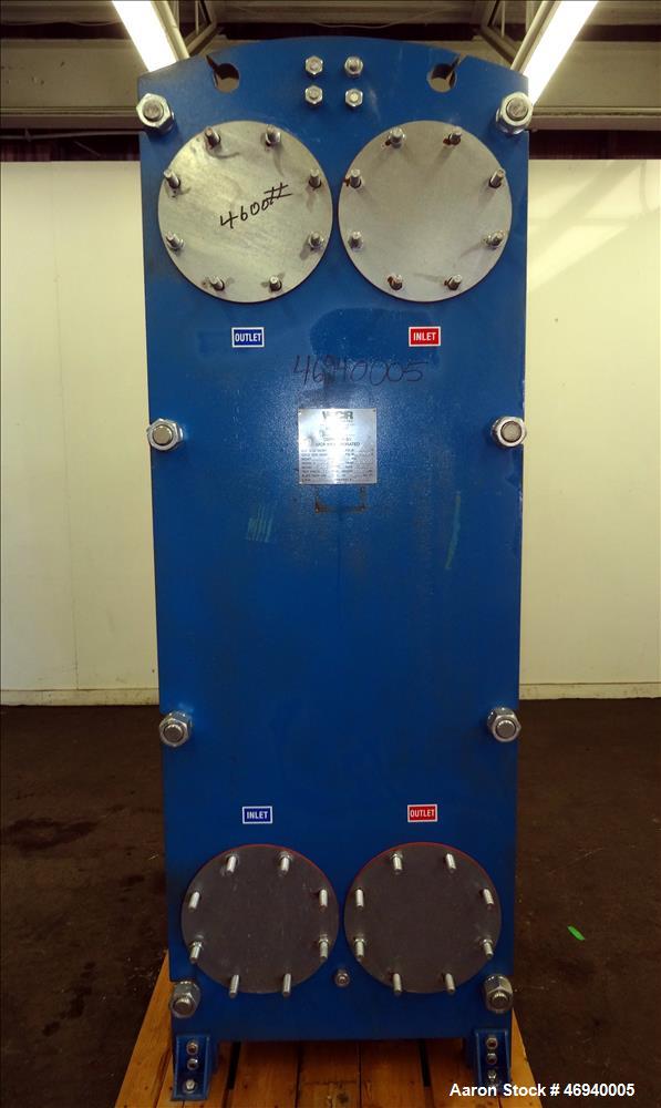 Unused- WCR Incorporated Plate Heat Exchanger, Model WCR-A891M, 741.1 Square Feet, 316 Stainless Steel, Vertical. (42) Approximate 15" wide x 67" long plates rated hot/cold sides 150 psi at -50 to 26...