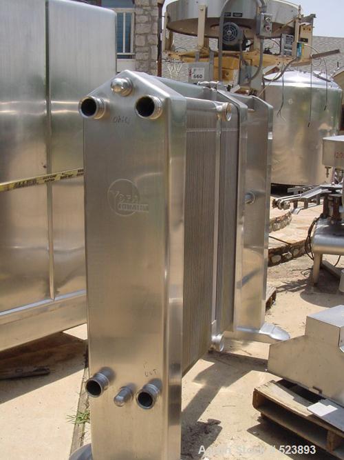 USED: York plate heat exchanger, 2 section, 49 and 72 plates,2" inlet and outlet, all stainless steel.