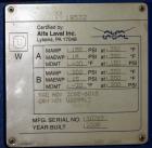 Unused- Alfa-Laval Compabloc Welded Plate Heat Exchanger, 2063.4 Square Feet Surface Area, Model CPL75-V-300, Vertical. (300) 316L Stainless steel plates. Hot side rated 150 psi/Full Vacuum at -20 to...