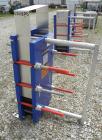 Used Alfa Laval Thermal Plate Exchanger, 116.2 Square Feet, Model M10-BFG. (47) Approximately 14-1/2 wide x 34-1/2 tall x 0.50 mm thick commercially pure titanium plates. Designed 150 psi at 20 to 22...