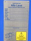 Used Alfa Laval Thermal Plate Exchanger, 116.2 Square Feet, Model M10-BFG. (47) Approximately 14-1/2 wide x 34-1/2 tall x 0.50 mm thick commercially pure titanium plates. Designed 150 psi at 20 to 22...