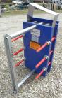 Used Alfa Laval Thermal Plate Exchanger, 116.3 Square Feet, Model M10-BFG. (47) Approximately 14-1/2 wide x 34-1/2 tall x 0.50 mm thick commercially pure titanium plates. Designed 150 psi at 20 to 22...