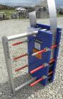 Used Alfa Laval Thermal Plate Exchanger, 116.2 Square Feet, Model M10-BFG. (47) Approximately 14-1/2 wide x 34-1/2 tall x 0.50 mm thick commercially pure titanium plates. Designed 150 psi at 20 to 22...