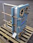 Used Alfa Laval Thermal Plate Exchanger, 59.25 Square Feet, Model M10-MFG. (25) 316 Stainless steel plates. Designed 150 psi at 225 degrees F. (2) 3” Inlets, (2) 3” Outlets. Mounted on a carbon steel...