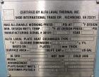 Used Alfa Laval Thermal Plate Exchanger, 89.99 Square Feet, Model M10-MFG. (38) 0.40 mm thick 304 stainless steel plates. Designed 150 psi at 230 degrees F. (2) 4” Blank inlets, (2) 4” blank outlets....