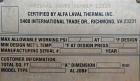 Used Alfa Laval Thermal Plate Exchanger, 1834.58 square feet, model M15-BFG
