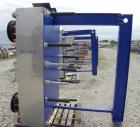 Used Alfa Laval Vicarb Plate Exchanger, 769.6 Square Feet, Model V110-SST-100. Duty 6577 KBTU/H. (67) Approximately 36’’ wide x 60’’ tall 316 stainless steel plates. Designed 150 psi at 20 to 150 deg...