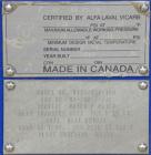 Used Alfa Laval Vicarb Plate Exchanger, 769.6 Square Feet, Model V110-SST-100. Duty 6577 KBTU/H. (67) Approximately 36’’ wide x 60’’ tall 316 stainless steel plates. Designed 150 psi at 20 to 150 deg...