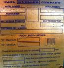 Used Mueller Accu-Therm Plate Heat Exchanger, Model AT40 F-20, approximately 202.9 square feet, 304 stainless steel. (42) plates rated 100 psi at 150 degrees F. 3