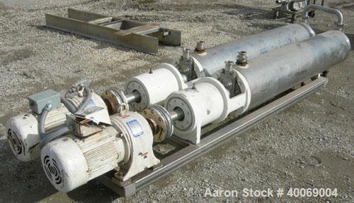 Used: Cherry Burrell Votator scraped surface heat exchanger, model 6SSHE, 9 square feet per exchanger, 18 square feet total, 316 stainless steel heads, 304 stainless steel shell.  (2) 6" diameter x a...