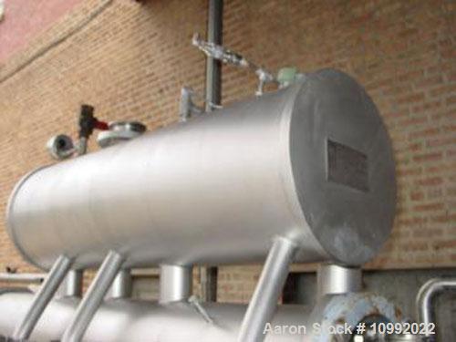 Used-(3) 6" x 72" APV Scrape Surface Heat Exchangers, model 3HRT 672 (1 ammonia, 1 chilled water, 1 steam). 150 psi units wi...