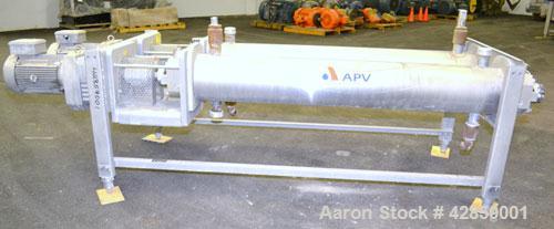 Used APV Scraped Surface Heat Exchanger System, Consisting of: (2) APV scraped surface heat exchangers, model T884SSNN. 14.5 Square feet heating surface per tube, 29 total. 8'' Diameter x 84'' long j...