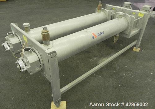 Used APV Scraped Surface Heat Exchanger System, Consisting of: (2) APV scraped surface heat exchangers, model T884SSNN. 14.5 Square feet heating surface per tube, 29 total. 8'' Diameter x 84'' long j...