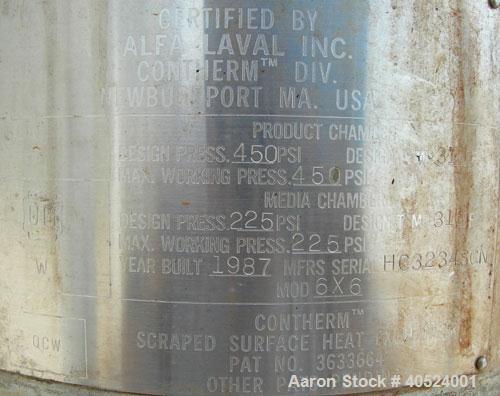 Used Alfa Laval Contherm Scraped Surface Heat Exchanger