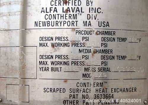 Used Alfa Laval Contherm Scraped Surface Heat Exchanger