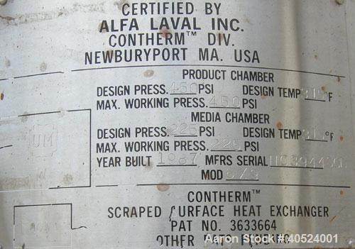 Used Alfa Laval Contherm Scraped Surface Heat Exchanger