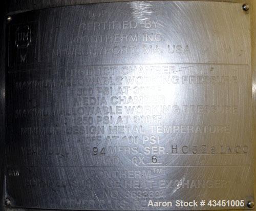Used Stainless Steel Alfa Laval Contherm Scraped Surface Heat Exchange