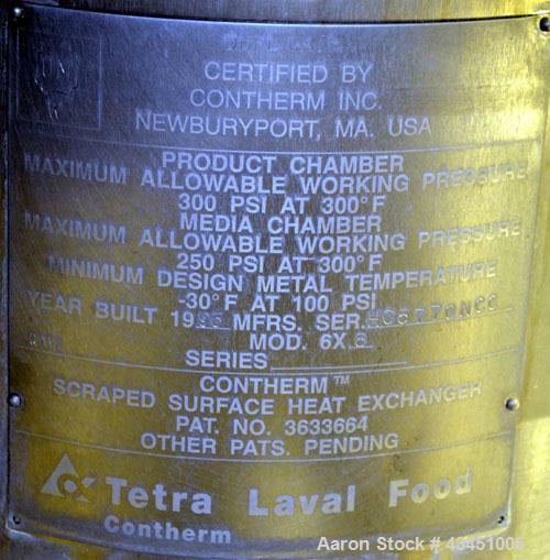 Used Stainless Steel Alfa Laval Contherm Scraped Surface Heat Exchange