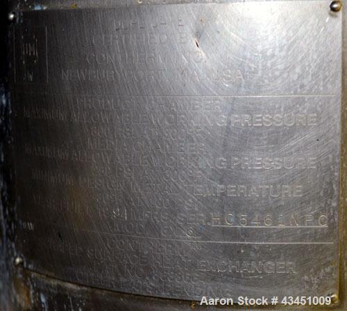 Used Stainless Steel Alfa Laval Contherm Scraped Surface Heat Exchanger