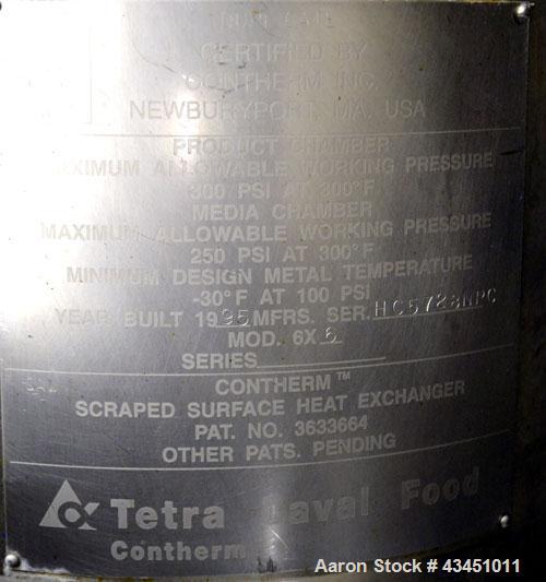 Used Stainless Steel Alfa Laval Contherm Scraped Surface Heat Exchanger